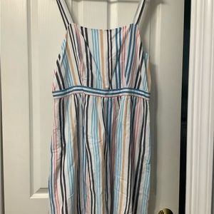 Women’s cotton striped sundress, Loft brand. Size L. Pockets new with tags